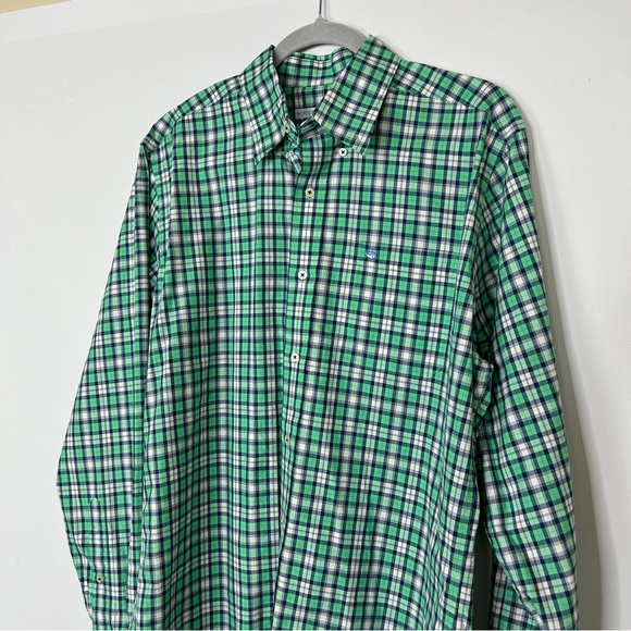 Southern Tide Men’s Green Blue Checked Button Down Size M Classic Fit - Picture 2 of 9